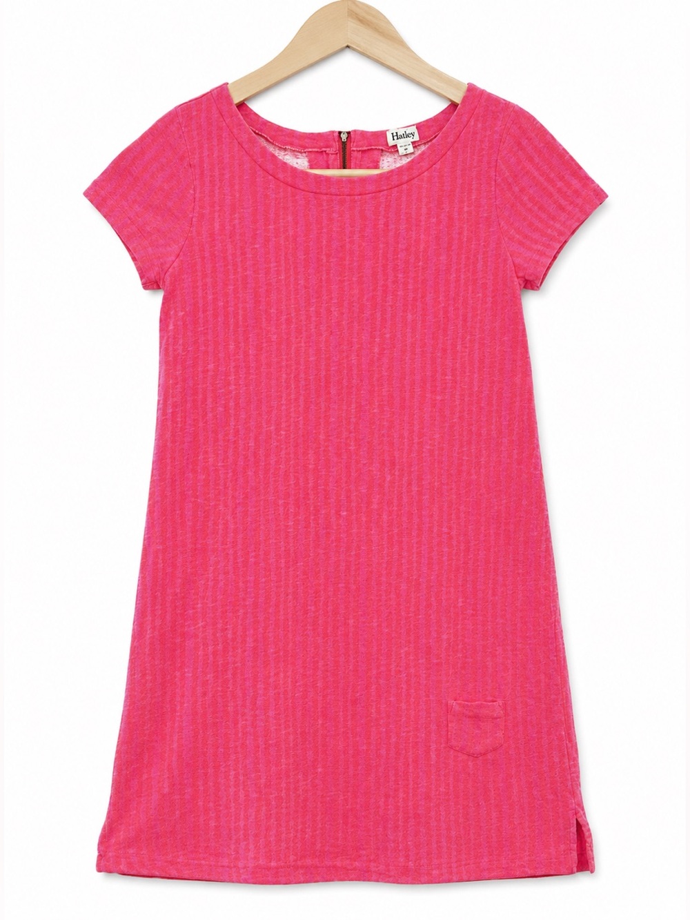 Hatley Pink Cotton T-Shirt Dress Size M Medium Short Sleeve Zip Back Pocket